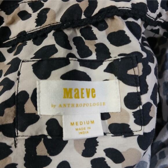 Anthropologie Maeve Cheetah Animal Print Shirt Women's Medium Button Front Top - Picture 6 of 10